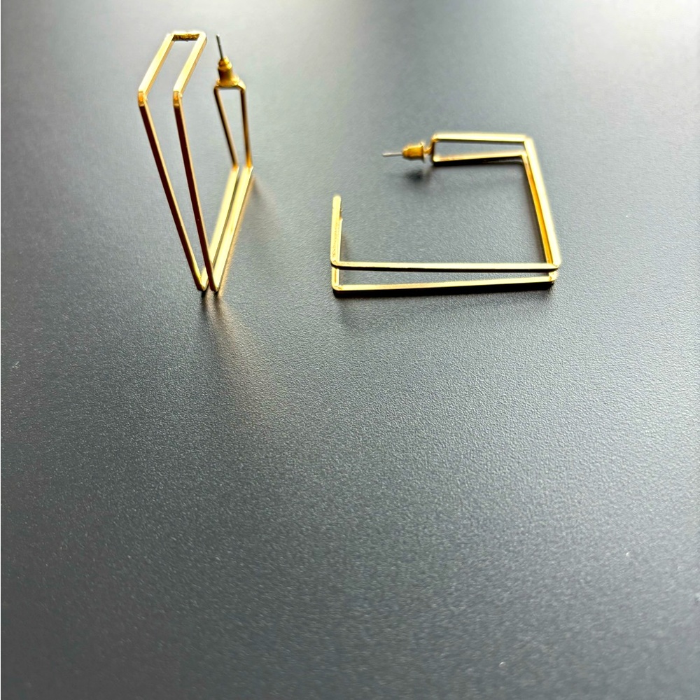 Gold Square Hoop Earrings